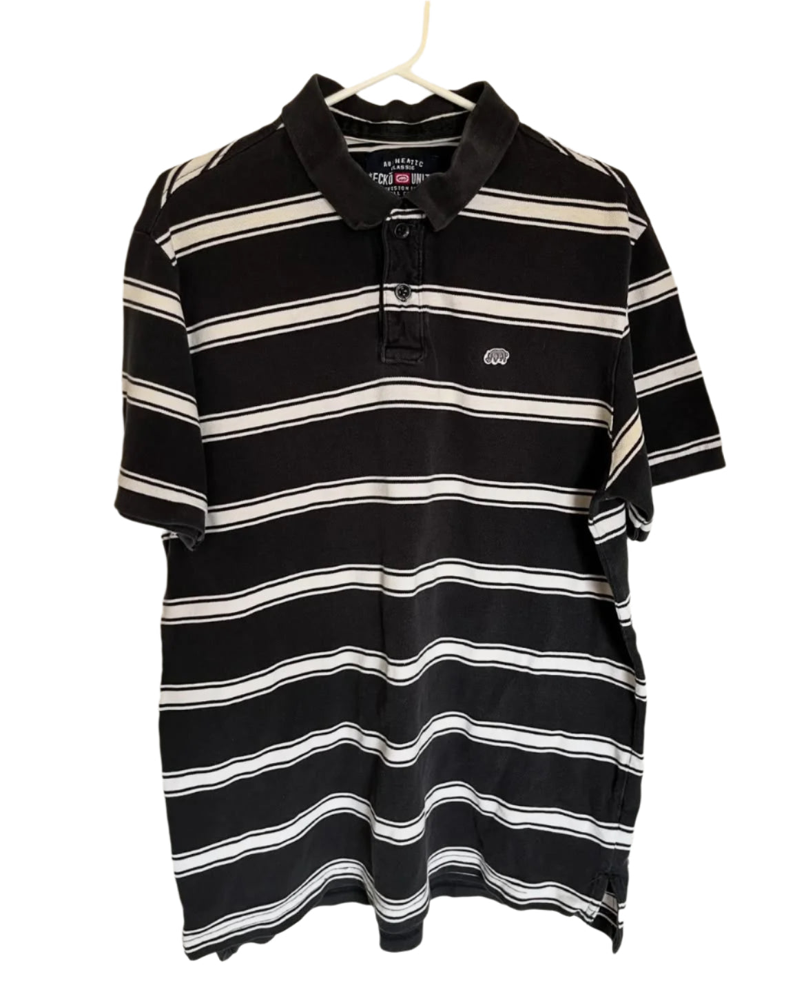 Ecko Unlimited Black and White striped polo