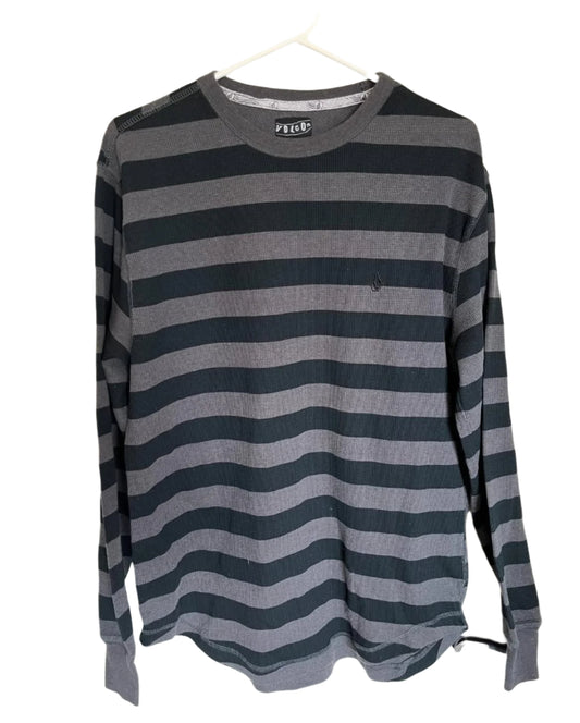 Black and Grey Striped Volcom Sweater