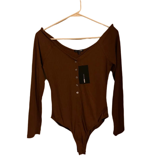 Hazel Ribbed Henley Bodysuit - Chocolate