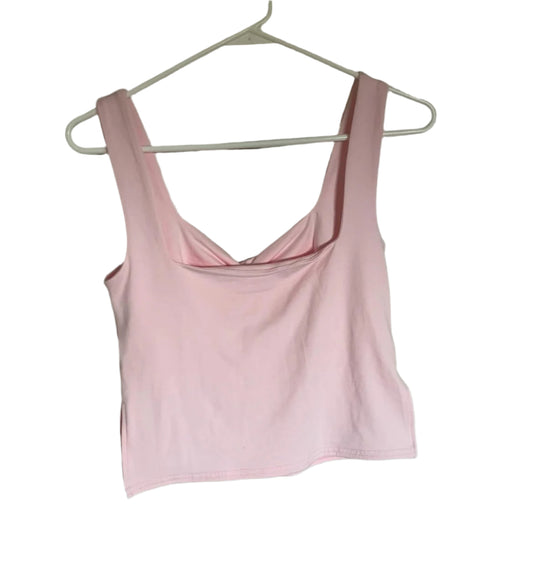 Pink V neck Side Slit Tank top